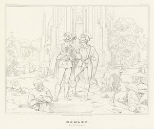 Hamlet, Act V, Sahne 1 (gravür) by Friedrich August Moritz Retzsch