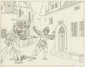Goethes Faust için İllüstrasyon by Friedrich August Moritz Retzsch