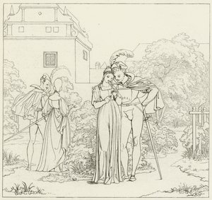 Goethes Faust için İllüstrasyon by Friedrich August Moritz Retzsch