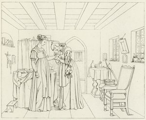 Goethes Faust için İllüstrasyon by Friedrich August Moritz Retzsch