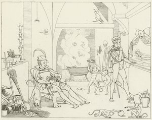 Goethes Faust için İllüstrasyon by Friedrich August Moritz Retzsch