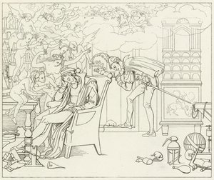 Goethes Faust için İllüstrasyon by Friedrich August Moritz Retzsch