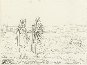 Goethes Faust için İllüstrasyon by Friedrich August Moritz Retzsch