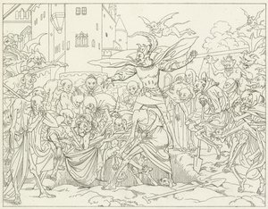 Goethes Faust için İllüstrasyon by Friedrich August Moritz Retzsch