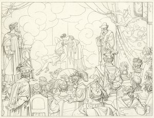 Goethes Faust için İllüstrasyon by Friedrich August Moritz Retzsch