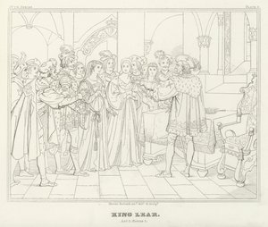 Kral Lear, Perde I, Sahne 1 (gravür) by Friedrich August Moritz Retzsch