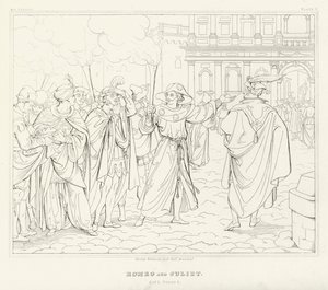 Romeo ve Juliet, I. Perde, 4. Sahne (gravür) by Friedrich August Moritz Retzsch