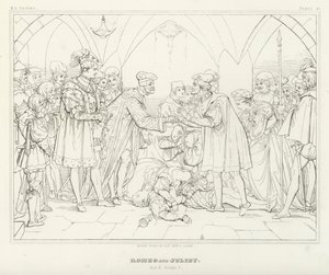 Romeo ve Juliet, Act V, Sahne 3 (gravür) by Friedrich August Moritz Retzsch