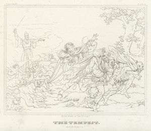 Fırtına, Perde IV, Sahne 1 (gravür) by Friedrich August Moritz Retzsch