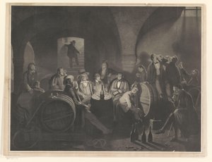 Şarap mahzeninde içki içen adamlar şirketi by Friedrich Jentzen