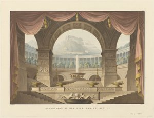 Berlin'deki iki kraliyet tiyatrosunda dekor voor opera 'Armida' süslemeleri (dizi adı) by Friedrich Jugel