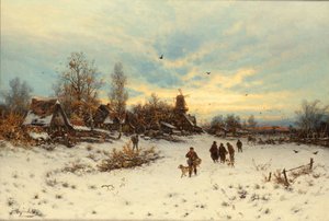 Bir kış gün batımı by Friedrich Nicolai Joseph Heydendahl
