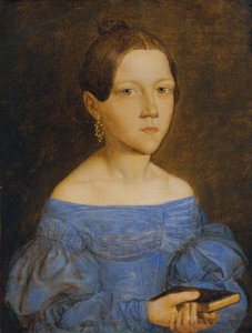 Mavi elbiseli genç bir kızın büstü by Friedrich Wasmann