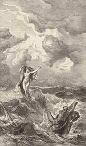 Leucothea ve Odysseus (gravür) by Friedrich the Elder Preller