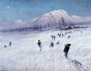 Ulriken (Bergen) altında kış öğleden sonra (tuval üzerine yağlı boya) by Frithjof Smith Hald