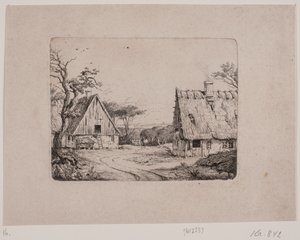 İki çiftlik evi ile manzara by Frits Grove