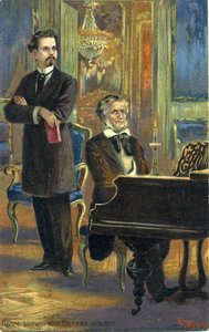 Wagner ve King Ludwig II, c.1900 (renkli taş) by Fritz Bergen