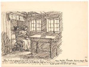 Burada kedisi ve tavuğuyla yaşlı bir Karısı yaşıyordu... by Fritz Syberg