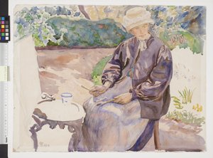 Sanatçının eşi ressam Anna Syberg, demirci bahçesinde
