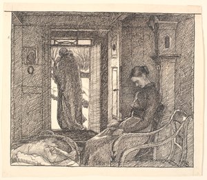 Ve anne kucağına baktı ve gözyaşları yanaklarından aşağı aktı ... by Fritz Syberg