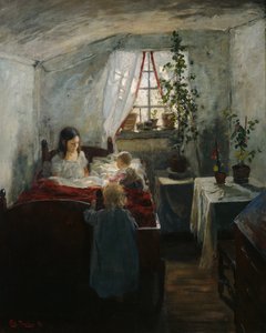 Çocuklu iç mekan by Fritz Thaulow