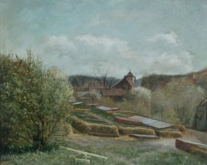 Oslo Hastanesi ile Manzara, yaklaşık 1880 (resim)