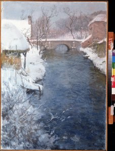 Frits Thaulow (Johann Frederik) (1847-1906) tarafından Kış Nehir Manzara Tablosu Uzak Doğu Sanat Müzesi, Habarovsk Rusya by Fritz Thaulow