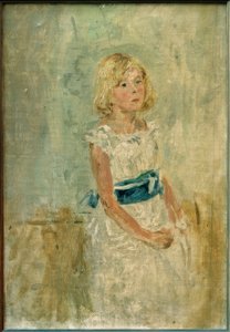 Mavi kuşaklı sarışın kız by Fritz von Uhde