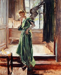 Model Dinlenme (kağıt üzeri yağlı) by Fritz von Uhde