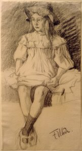 şapkalı oturan kız by Fritz von Uhde