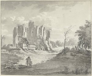 Kalıntıların ve bazı çiftçilerin olduğu manzara by G.F. Buijs (possibly)