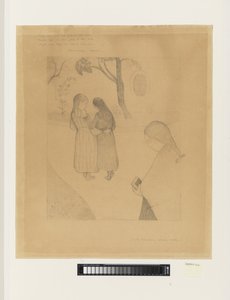 Üç genç kız bir yolda, önlerinde bir kitapla by G.F. Clement