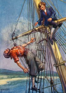 Robert Louis Stevenson tarafından Treasure Island için çizim (renkli taş)