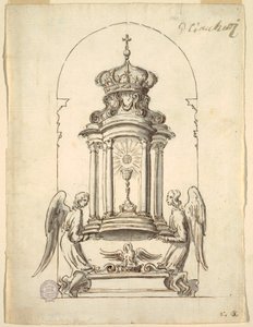 Çizim, Bronzdan Yapılacak Bir Tabernacle Kapısı Tasarımı, yaklaşık 1725 by G B C