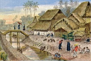 Annamese köyü, Fransız Çinhindi, 1900 dolayları (resim)