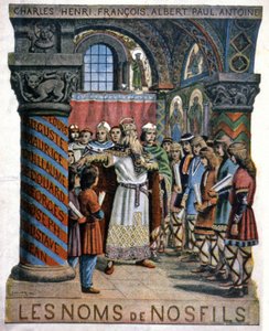 Charlemagne ve okul, 1900 dolayları (resim) by G. Dascher
