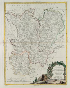 Bourgogne, Franca Contea ve Lyons'un Yönetişimleri, G. Zuliani'nin 1777'de Antonio Zatta tarafından Venedik'te yayınlanan En Yeni Atlas'ın Cilt I'inden alınan gravürü, Özel Koleksiyon by G. Zuliani