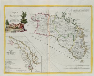 Minorka Adası ve liman planı, Mahon şehri ve kaleleri, G. Zuliani'nin Venedik'te Antonio Zatta tarafından 1778'de yayınlanan "En Yeni Atlas"ın Cilt I'inden alınan gravürü, Özel Koleksiyon by G. Zuliani