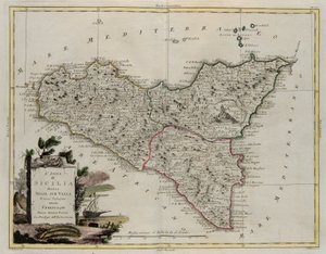 Vadilerine bölünmüş Sicilya Adası, G. Zuliani tarafından Venedik