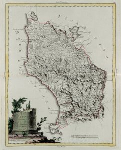 Pisa Bölgesi, G. Zuliani'nin Venedik'te Antonio Zatta tarafından 1783'te yayınlanan "En Yeni Atlas"ın II. Ciltinden alınan gravür, Özel Koleksiyon by G. Zuliani