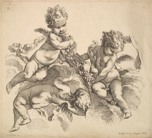Meyve Tabaklı Üç Çocuk, 1738-45. by Gabriel Huquier
