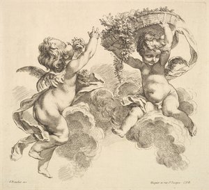 İki Çocuk, Biri Çiçekli Sepet Tutuyor, 1738-45.