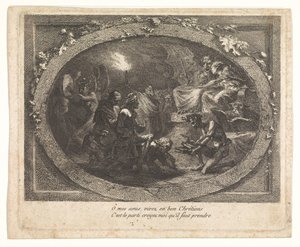 Voltaire cehenneme geldi by Gabriel Jacques de Saint Aubin (school of)