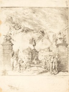 Louis Heykelinin Dikilmesine İlişkin Alegori (Bir Heykelin Kurulmasına İlişkin Alegori) by Gabriel Jacques de Saint Aubin