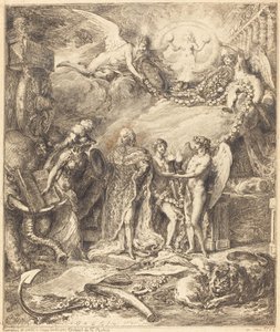 Provence Kontunun evliliği üzerine alegori by Gabriel Jacques de Saint Aubin