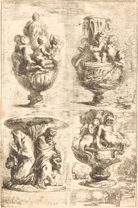 dört vazo by Gabriel Jacques de Saint Aubin