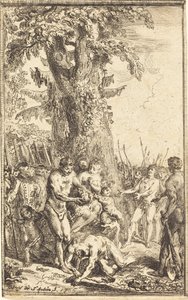 Oğlu İçin Kendini Feda Eden Bir Babanın Kahramanca Hareketi by Gabriel Jacques de Saint Aubin