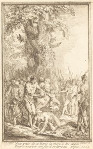 Oğlu İçin Kendini Feda Eden Bir Babanın Kahramanca Hareketi by Gabriel Jacques de Saint Aubin