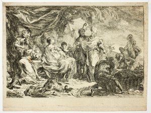 Laban Ev Tanrılarını Arıyor by Gabriel Jacques de Saint Aubin