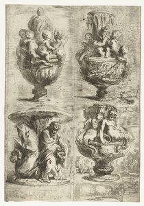 dört vazo by Gabriel Jacques de Saint Aubin